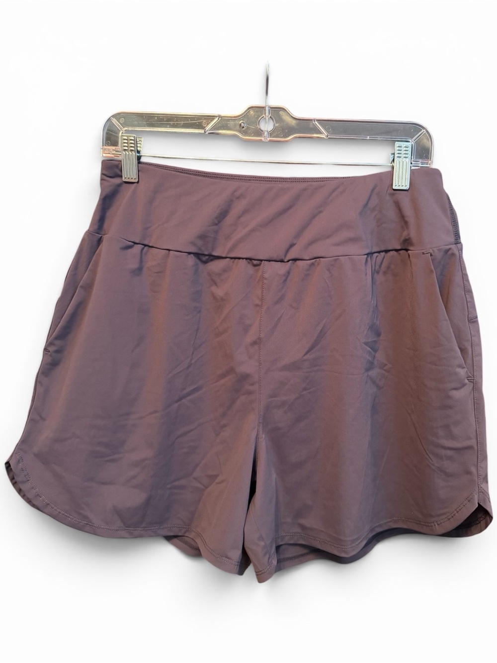 High-Rise Gray Athletic Shorts with Side Pockets